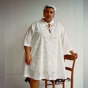 WRAY Salt Eyelet Apron Dress NWT